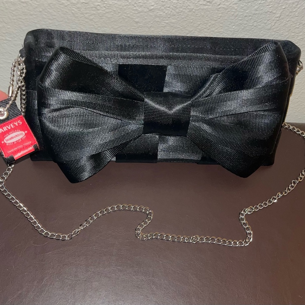 Harveys Black Bow Clutch Bag